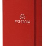 red A5 leatherette notebook with foil logo